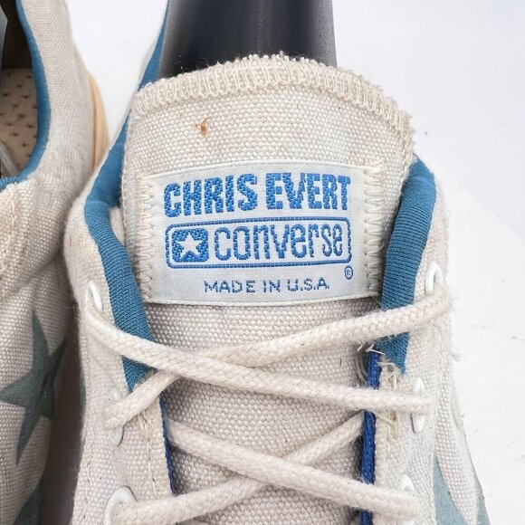 Vintage Converse One Star Chris Evert Women Size 9 White Blue Training Shoes - Picture 4 of 16